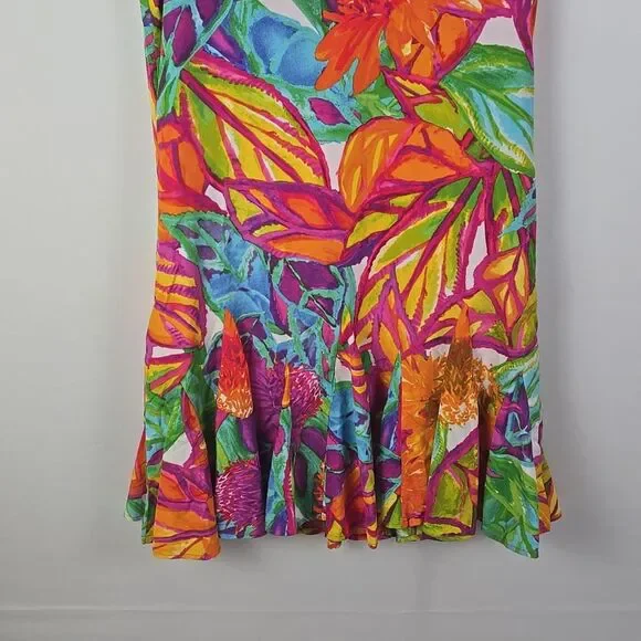 Lauren Ralph Lauren Sleeveless Multi Floral V Neck Shift Cocktail Dress Sz 2 - Picture 6 of 10